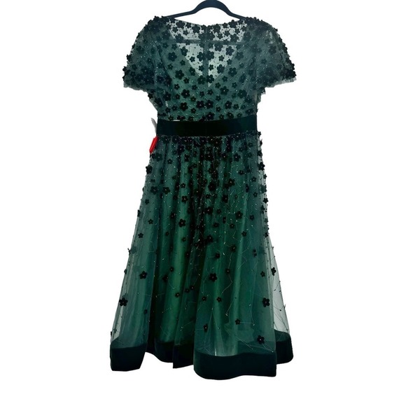 PETITE EMBELLISHED BUTTERFLY SLEEVE VELVET HEM MIDI DRESS Emerald Size 6 NWT - Picture 7 of 12